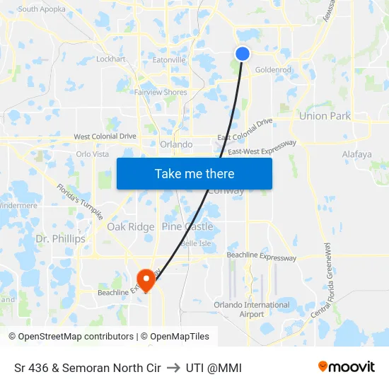 Sr 436 & Semoran North Cir to UTI @MMI map