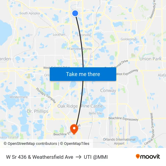 W Sr 436 & Weathersfield Ave to UTI @MMI map