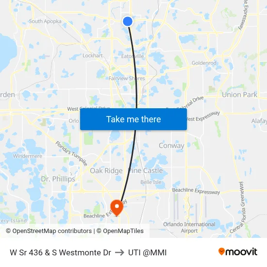 W Sr 436 & S Westmonte Dr to UTI @MMI map
