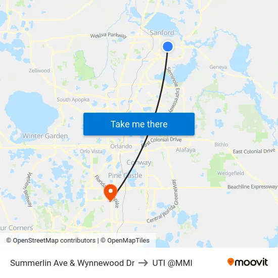 Summerlin Ave & Wynnewood Dr to UTI @MMI map