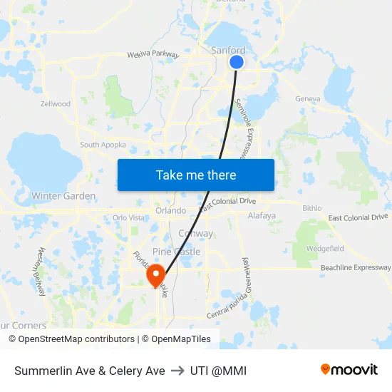 Summerlin Ave & Celery Ave to UTI @MMI map
