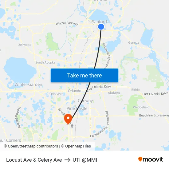 Locust Ave & Celery Ave to UTI @MMI map