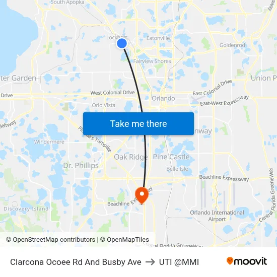 Clarcona Ocoee Rd And Busby Ave to UTI @MMI map