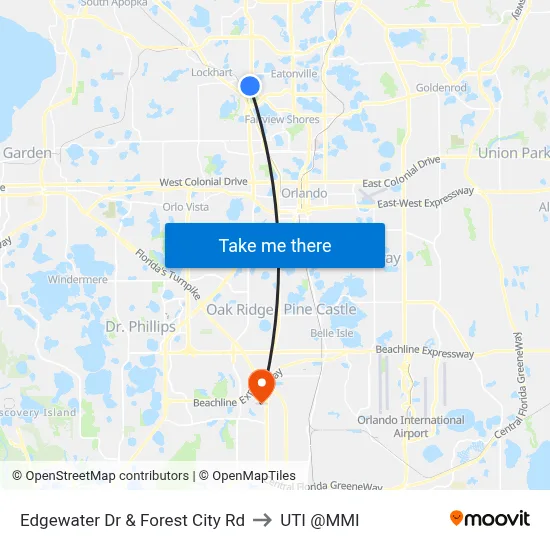 Edgewater Dr & Forest City Rd to UTI @MMI map