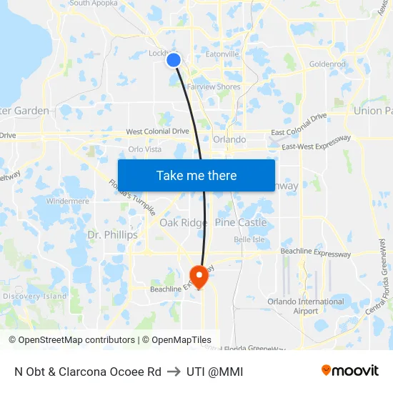 N Obt & Clarcona Ocoee Rd to UTI @MMI map