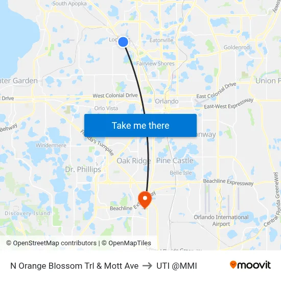 N Orange Blossom Trl & Mott Ave to UTI @MMI map