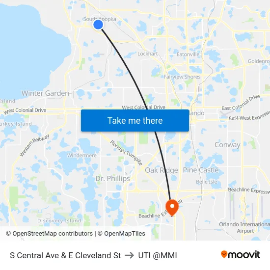 S Central Ave & E Cleveland St to UTI @MMI map