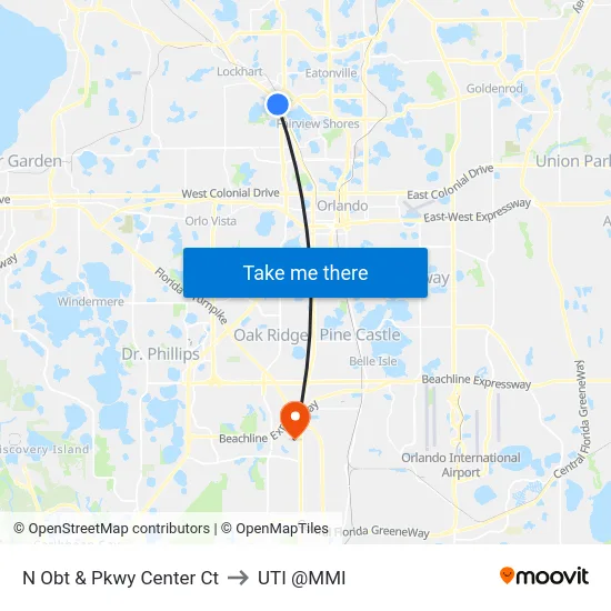 N Orange Blossom Trl & Parkway Center Ct to UTI @MMI map