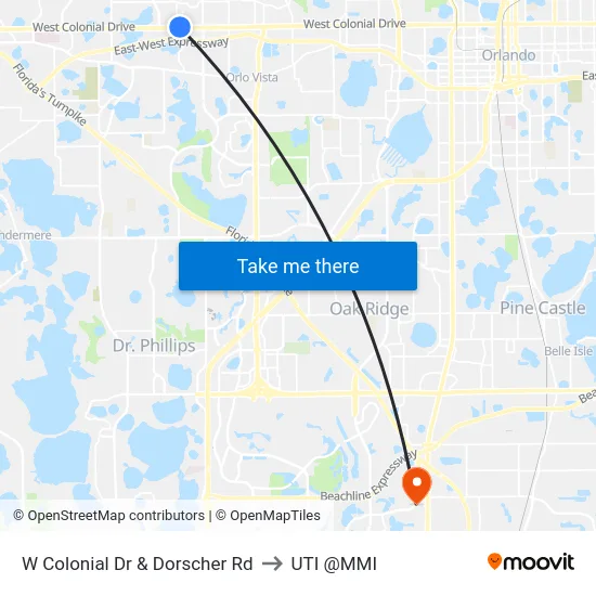 W Colonial Dr & Dorscher Rd to UTI @MMI map