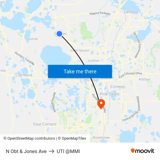 N Orange Blossom Trl & Jones Ave to UTI @MMI map