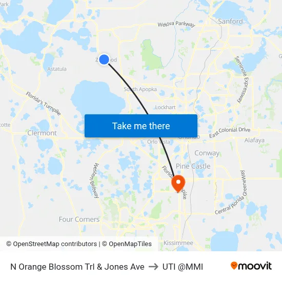 N Orange Blossom Trl & Jones Ave to UTI @MMI map