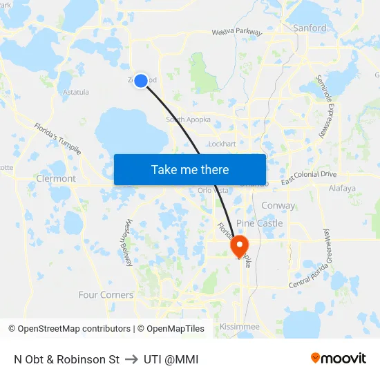N Orange Blossom Trl & Robinson St to UTI @MMI map