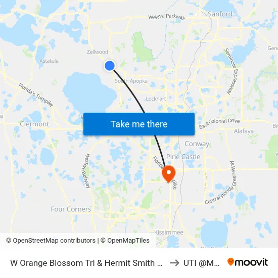 W Orange Blossom Trl & Hermit Smith Rd to UTI @MMI map