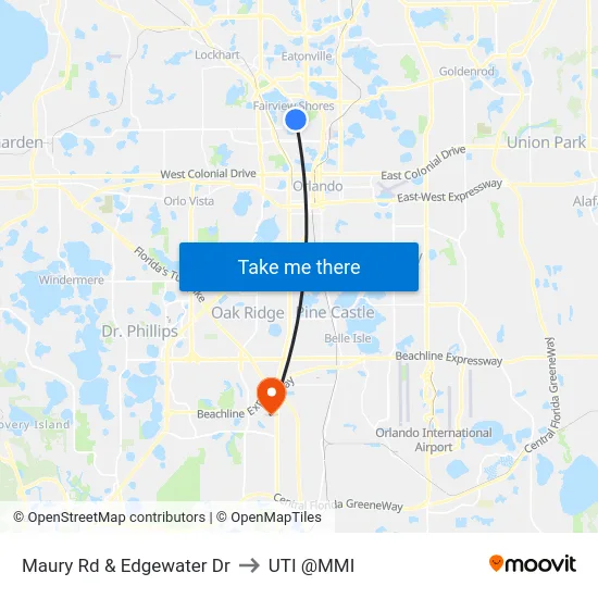 Maury Rd & Edgewater Dr to UTI @MMI map