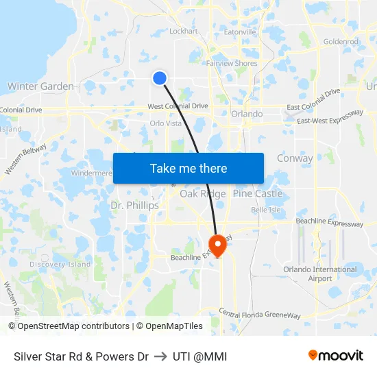 Silver Star Rd & Powers Dr to UTI @MMI map