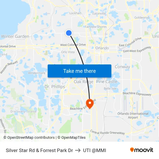 Silver Star Rd & Forrest Park Dr to UTI @MMI map