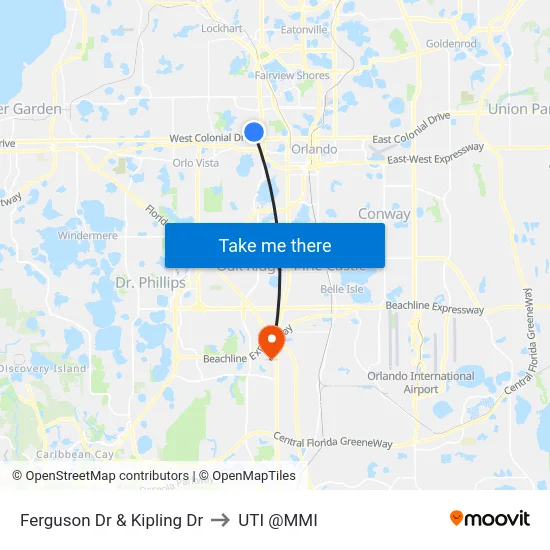 Ferguson Dr & Kipling Dr to UTI @MMI map
