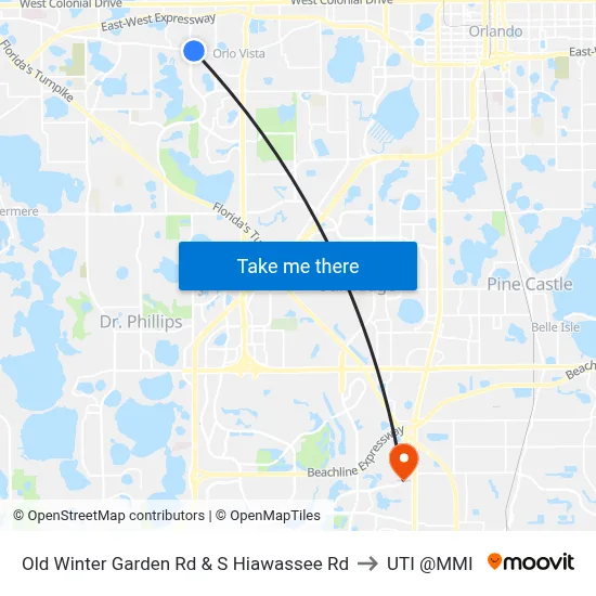 Old Winter Garden Rd & S Hiawassee Rd to UTI @MMI map
