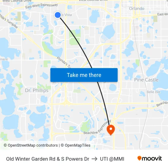 Old Winter Garden Rd & S Powers Dr to UTI @MMI map