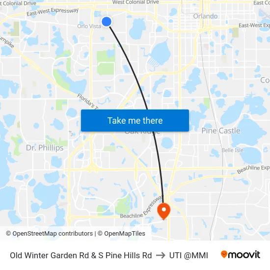 Old Winter Garden Rd & S Pine Hills Rd to UTI @MMI map