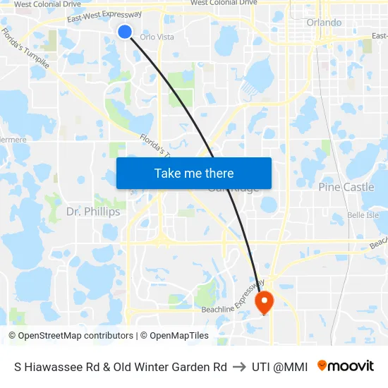 S Hiawassee Rd & Old Winter Garden Rd to UTI @MMI map
