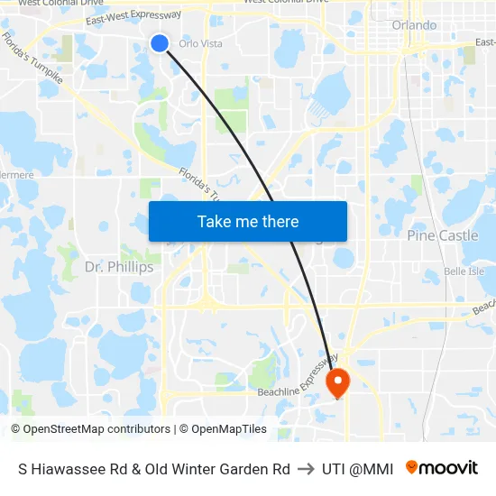 S Hiawassee Rd & Old Winter Garden Rd to UTI @MMI map