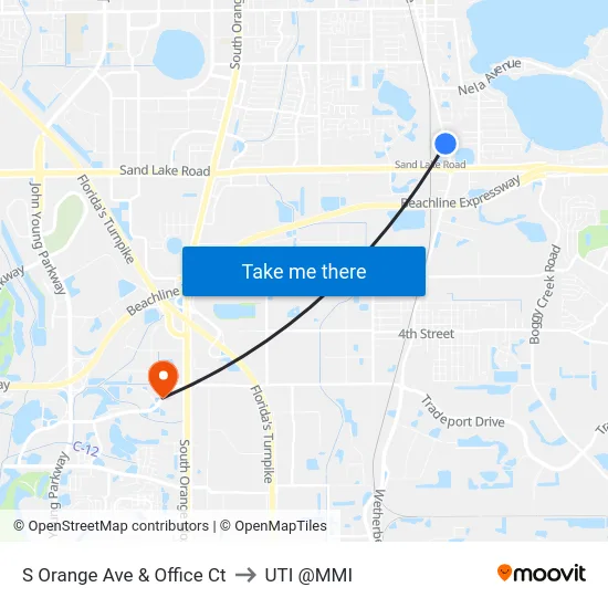 S Orange Ave And Office Ct to UTI @MMI map