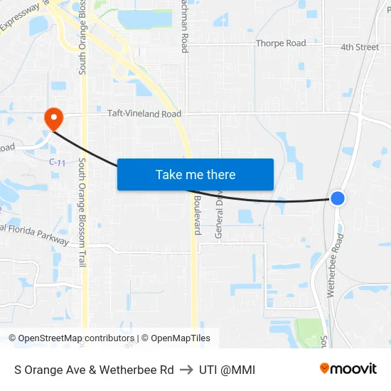 S Orange Ave & Wetherbee Rd to UTI @MMI map