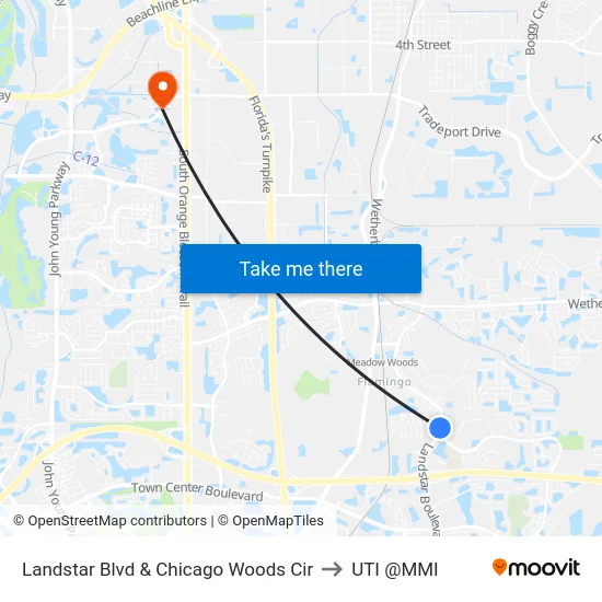 Landstar Blvd & Chicago Woods Cir to UTI @MMI map