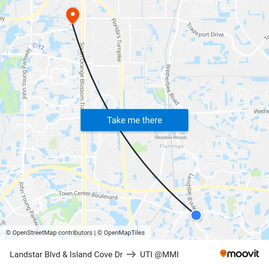 Landstar Blvd & Island Cove Dr to UTI @MMI map