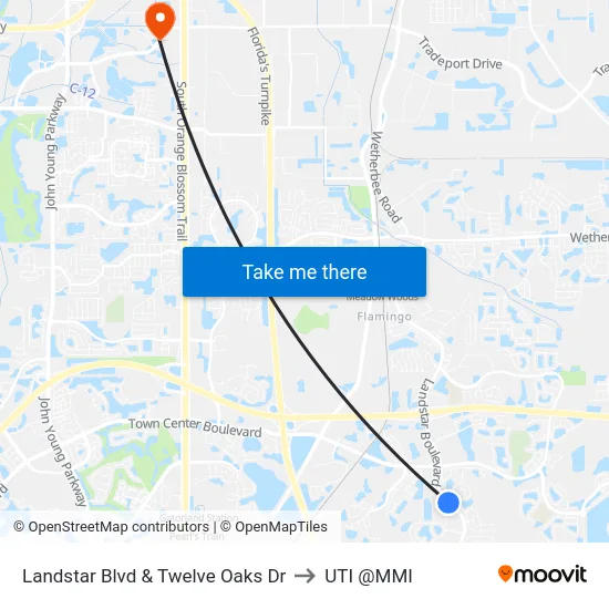 Landstar Blvd & Twelve Oaks Dr to UTI @MMI map