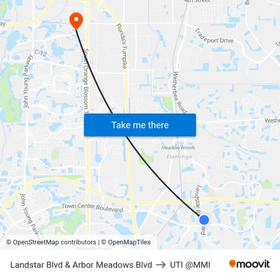 Landstar Blvd & Arbor Meadows Blvd to UTI @MMI map