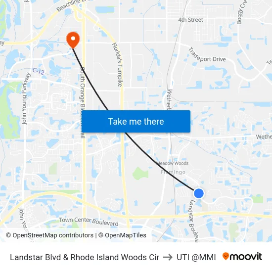 Landstar Blvd & Rhode Island Woods Cir to UTI @MMI map