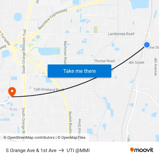 S Orange Ave & 1st Ave to UTI @MMI map