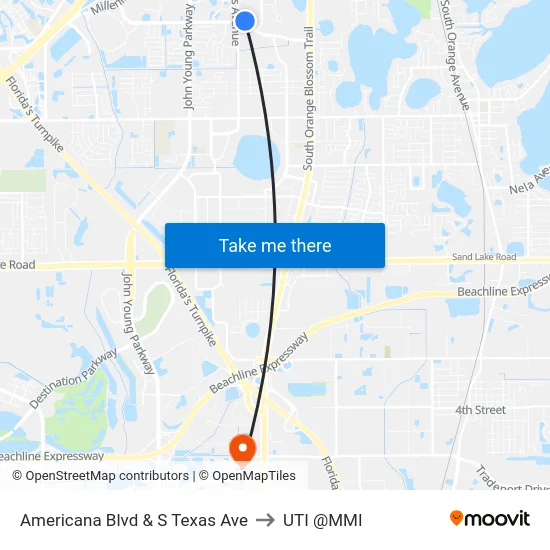 Americana Blvd & S Texas Ave to UTI @MMI map
