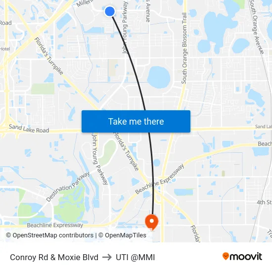 Conroy Rd & Moxie Blvd to UTI @MMI map