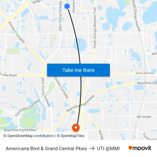 Americana Blvd & Grand Central Pkwy to UTI @MMI map