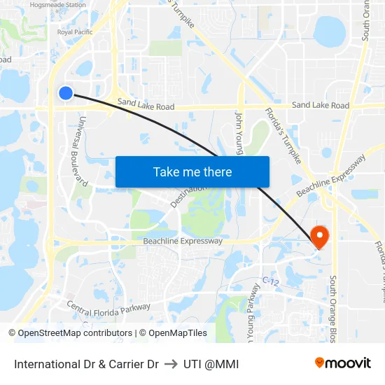 International Dr & Carrier Dr to UTI @MMI map