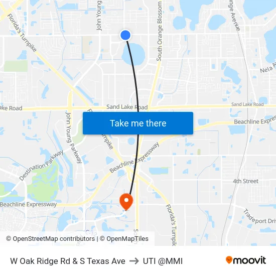 W Oak Ridge Rd & S Texas Ave to UTI @MMI map