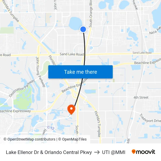 Lake Ellenor Dr & Orlando Central Pkwy to UTI @MMI map