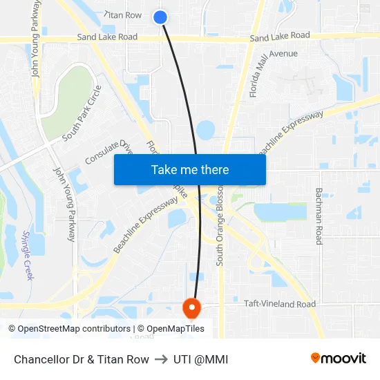 Chancellor Dr & Titan Row to UTI @MMI map