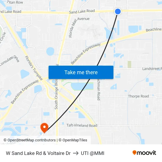 W Sand Lake Rd & Voltaire Dr to UTI @MMI map