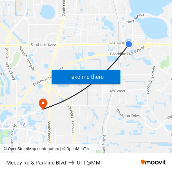 Mccoy Rd & Parkline Blvd to UTI @MMI map