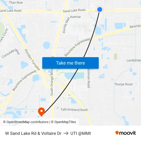 W Sand Lake Rd & Voltaire Dr to UTI @MMI map