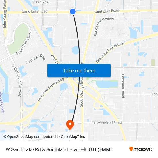 W Sand Lake Rd & Southland Blvd to UTI @MMI map
