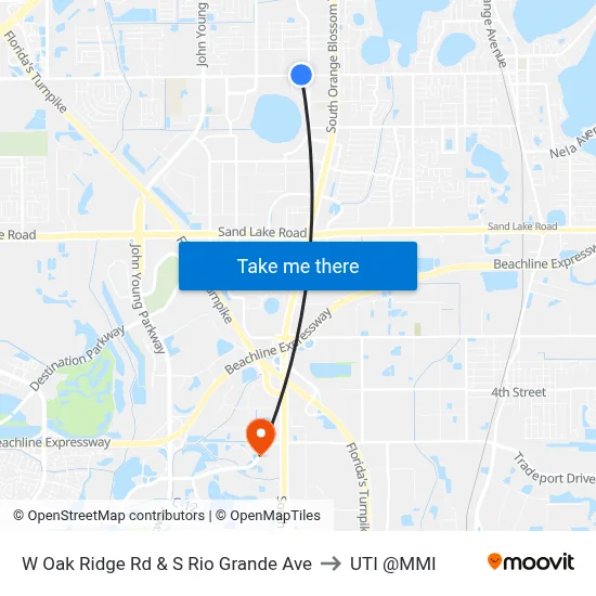W Oak Ridge Rd & S Rio Grande Ave to UTI @MMI map