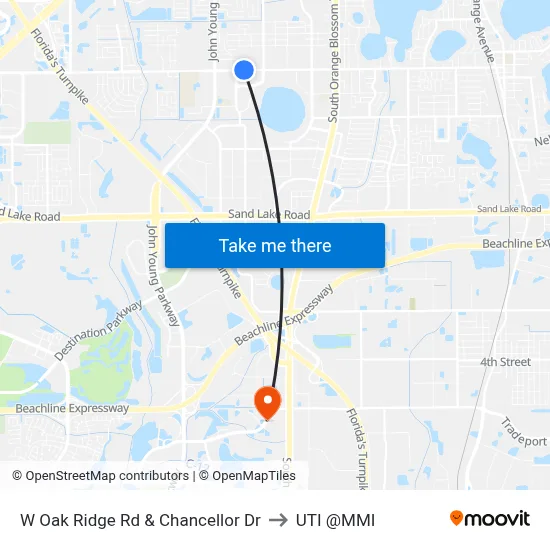 W Oak Ridge Rd & Chancellor Dr to UTI @MMI map