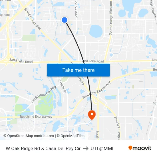 W Oak Ridge Rd & Casa Del Rey Cir to UTI @MMI map