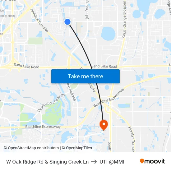 W Oak Ridge Rd & Singing Creek Ln to UTI @MMI map