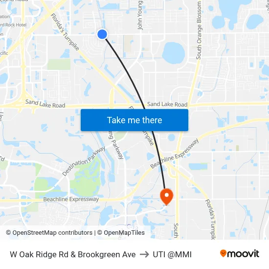 W Oak Ridge Rd & Brookgreen Ave to UTI @MMI map